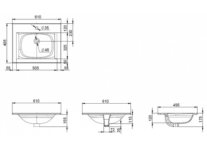 Раковина мебельная AM.PM Spirit 2.0 M70AWCC0602WG 60 см, керамическая