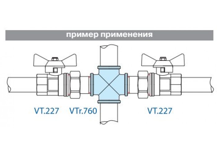 Крестовина VALTEC 1 внутренняя, никелированная латунь
