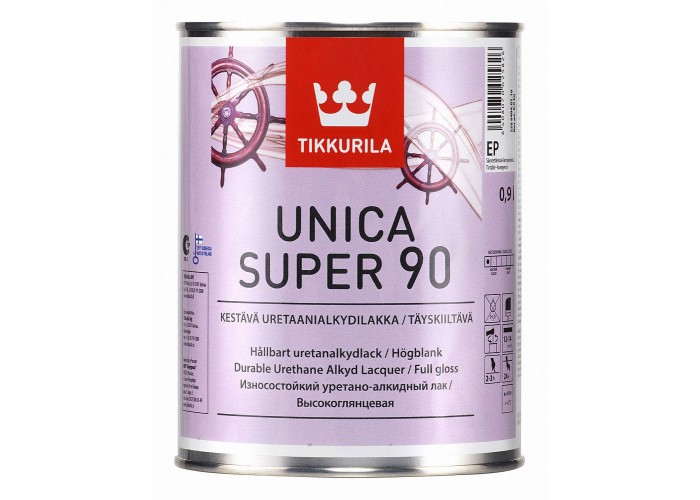 Лак Tikkurila UNICA SUPER 90 алкидно уретановый универсальный износостойкий, высокоглянцевый (2,7л)