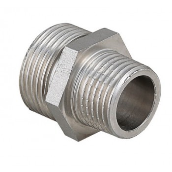 Ниппель VALTEC переходной 1/2 х 3/8 наружная резьба, никелированная латунь