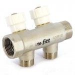 Коллектор UNI-FITT никелированный 402N с вентилями 3/4x3/4 EK с 2 отводами