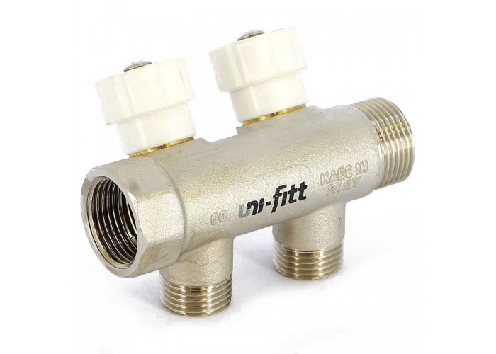 Коллектор UNI-FITT никелированный 402N с вентилями 3/4x3/4 EK с 2 отводами