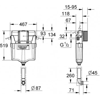 Смывной бачок скрытого монтажа Grohe GD2 38661000
