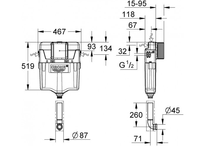 Смывной бачок скрытого монтажа Grohe GD2 38661000