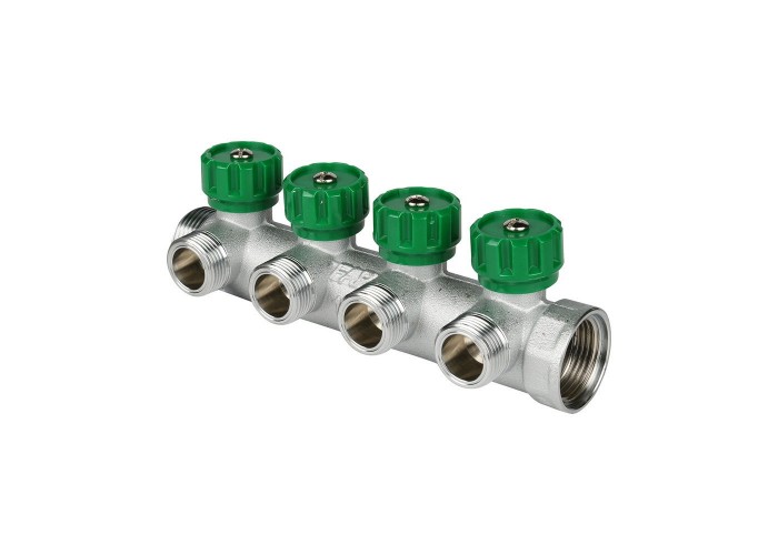 Коллектор FAR регулирующий проходной MULTIFAR с трубной резьбой 1x3/4EK с 4 контурами