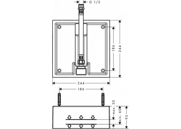 Скрытая часть душа Hansgrohe Raindance Air 260x260 26471180