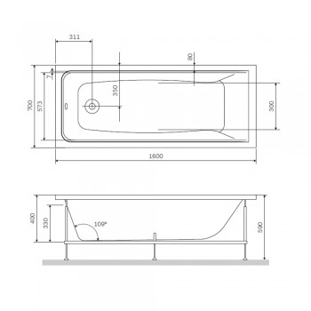 Каркас для ванны AM.PM Gem W90A-160-070W-R 160x70 см