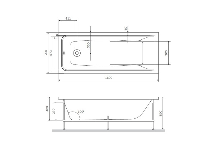 Каркас для ванны AM.PM Gem W90A-160-070W-R 160x70 см