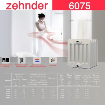 Стальной трубчатый радиатор Zehnder 6075