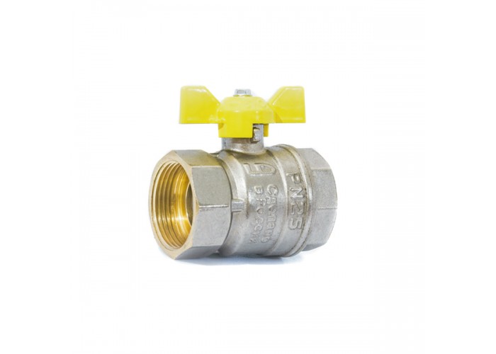 Кран шаровой LD 47.25.B-B.Б.GAS газовый, внутренняя резьба, 1, бабочка