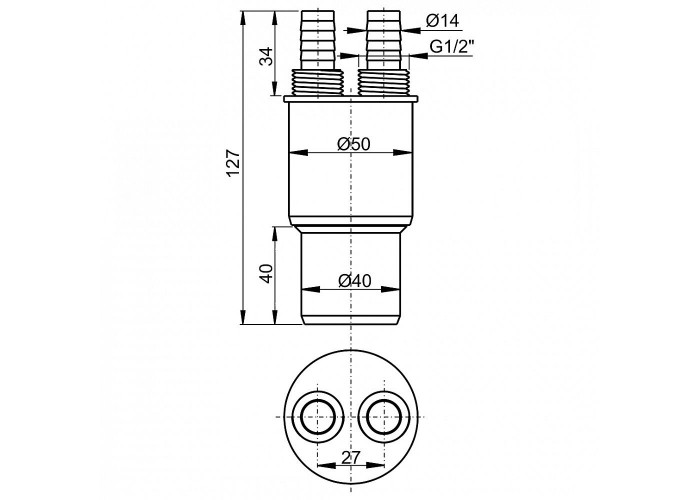 Муфта переходная Alcaplast HT 40/50 x G1/2