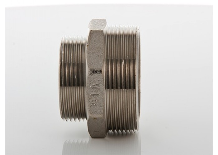 Ниппель VALTEC переходной 1/2 х 3/8 наружная резьба, никелированная латунь