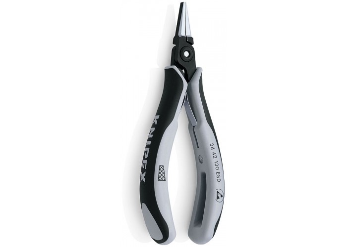 Плоскогубцы KNIPEX захватные прецизионные ESD для электроники, плоские широкие губки с лазерной крестовой насечкой, 130 мм, антистатические, 2К р