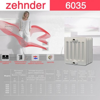 Стальной трубчатый радиатор Zehnder 6035