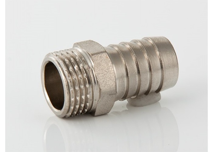 Штуцер для шланга VALTEC 1/2 х 10 мм VTr,650,N,0410 наружная резьба, никелированная латунь