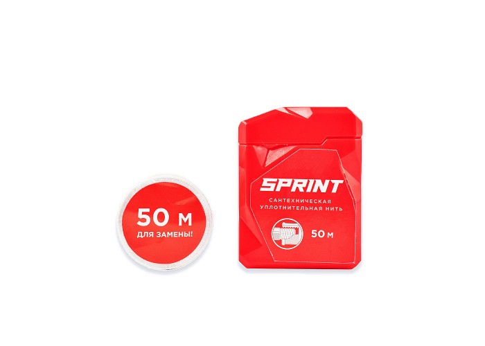 Уплотнительная нить Сантехмастер SPRINT сантехническая 50 метров бокс+50 метров катушка, блистер
