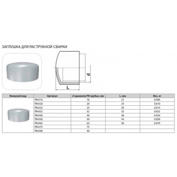 Заглушка Thermaflex для раструбной сварки PB-K16