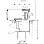 Трап HL 310NPr-3000 с Сухим сифоном, с решеткой 037Pr.33E - Цвет темная Цвет бронза