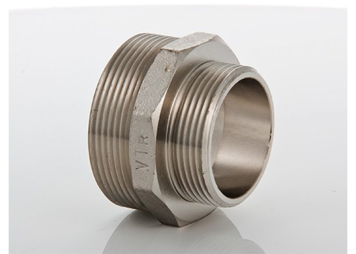 Ниппель VALTEC переходной 1/2 х 1/4 наружная резьба, никелированная латунь