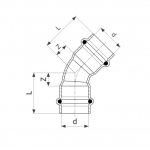Отвод 45 медный Viega Profipress с SC-Contur d=15 (арт. 292 348)