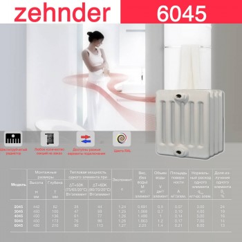 Стальной трубчатый радиатор Zehnder 6045