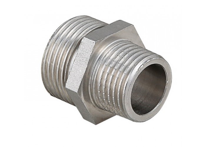 Ниппель VALTEC переходной 1/2 х 1/4 наружная резьба, никелированная латунь