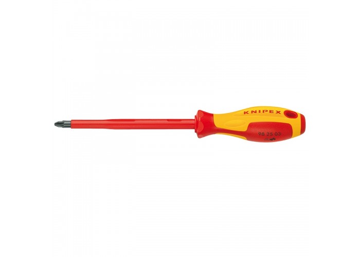 Отвертка KNIPEX VDE Pozidriv PZ4, длина стержня 200 мм, 320 мм, диэлектрическая, 2-компонентная рукоятка