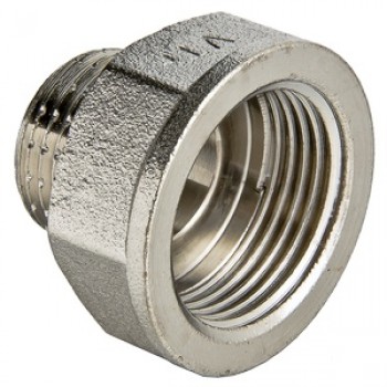 Переходник VALTEC 1/2 х 3/8 внутренняя-наружная резьба, никелированная латунь