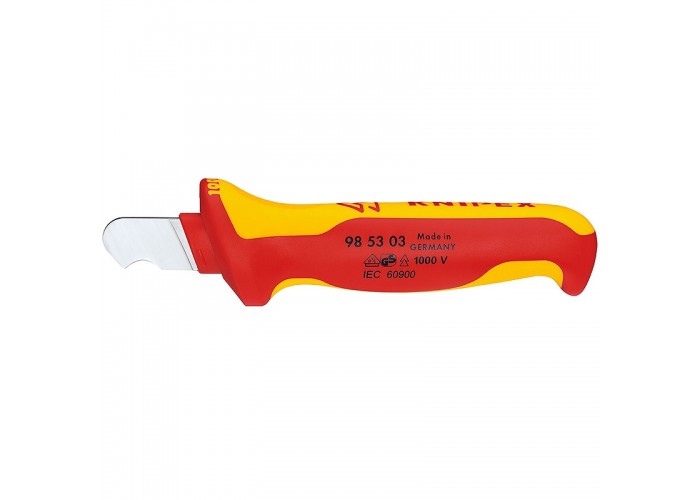 Нож KNIPEX для удаления изоляции круглого кабеля VDE, 170 мм, диэлектрический, 2-компонентная рукоятка