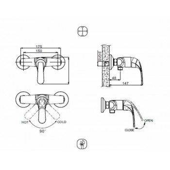 Смеситель для ванны Bravat FIT F9135188CP-01-RUS