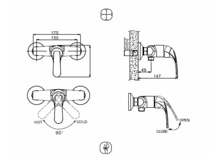 Смеситель для ванны Bravat FIT F9135188CP-01-RUS