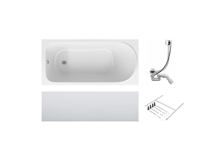 Акриловая ванна AM.PM Sense 170x70 с каркасом и сливом-переливом W75A-170-070W-KL