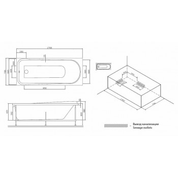 Каркас для ванны AM.PM Like W80A-170-070W-R 170x70 см