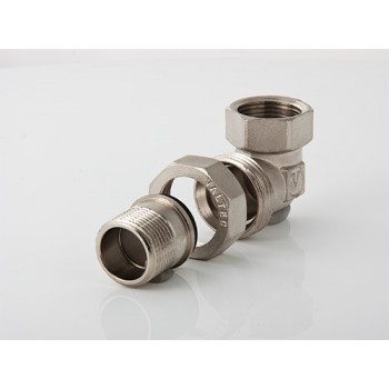 Сгон VALTEC угловой разъемный 1/2 внутренняя-наружная резьба, 90 градусов, никелированная латунь