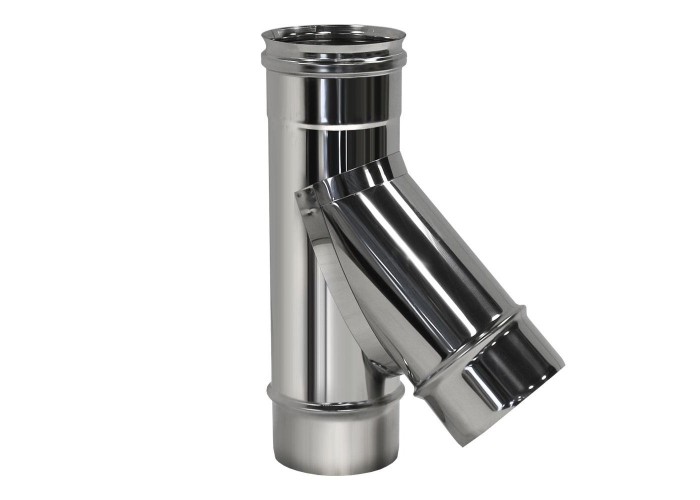 Тройник Вулкан VHR d120, 45 град., AISI 304 (зеркальная)