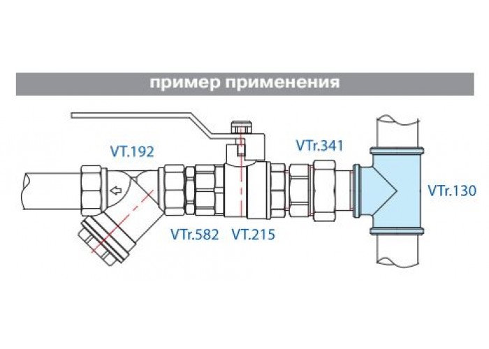 Тройник VALTEC 2 внутренняя, никелированная латунь