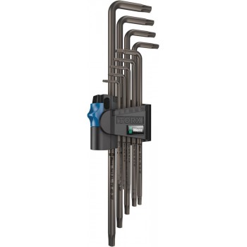 Набор Г-образных ключей WERA 967/9 XL TORX HF 1 с фиксацией, удлиненные, 9 пр., TX 8/9/10/15/20/25/27/30/40