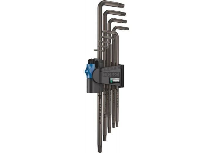 Набор Г-образных ключей WERA 967/9 XL TORX HF 1 с фиксацией, удлиненные, 9 пр., TX 8/9/10/15/20/25/27/30/40