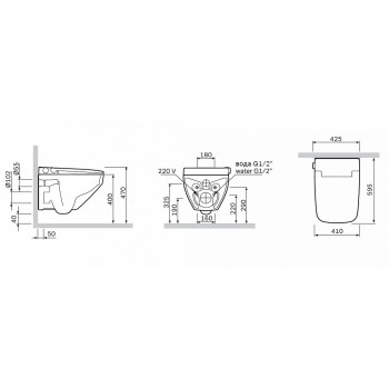Унитаз подвесной AM.PM Inspire 2.0 CCC50A1700SC с электронным биде TouchReel Унитаз подвесной AM.PM Inspire 2.0 CCC50A1700SC с электронным биде TouchReel