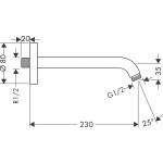 Кронштейн для верхнего душа Hansgrohe 230 мм 27412000