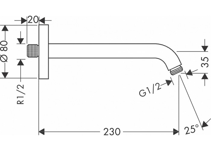 Кронштейн для верхнего душа Hansgrohe 230 мм 27412000