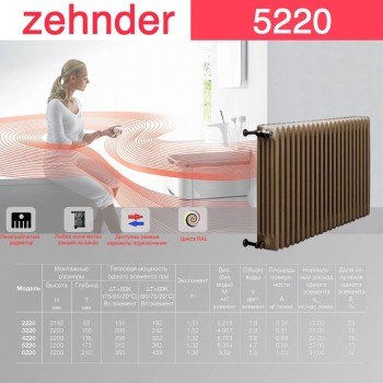 Стальной трубчатый радиатор Zehnder 5220