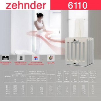 Стальной трубчатый радиатор Zehnder 6110