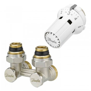 Комплект для радиаторов Danfoss с нижним подключением RLV-KS/RTRW-K - G 3/4 A x G 1/2 A, прямой с переходниками