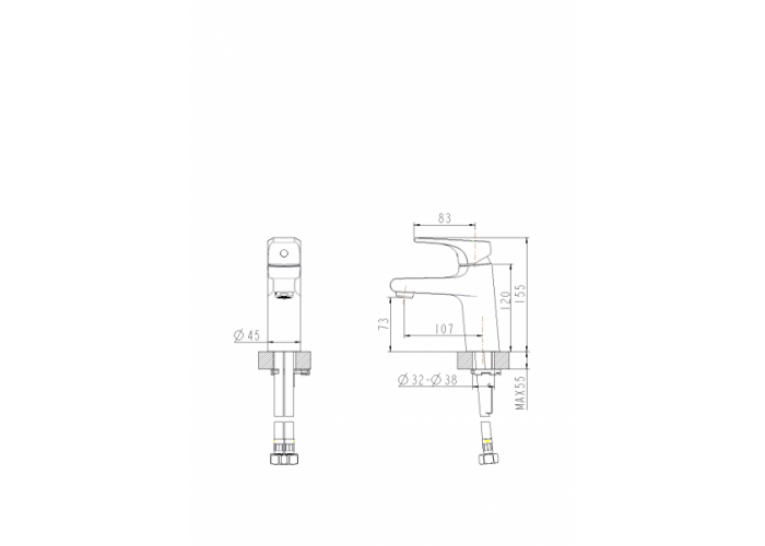 Смеситель для раковины Bravat VEGA F1119177CP Смеситель для раковины Bravat VEGA F1119177CP