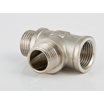 Тройник VALTEC 1/2 внутренняя-наружная резьба, никелированная латунь