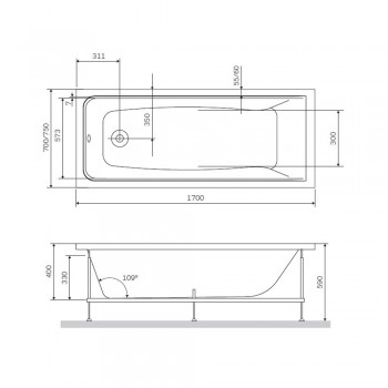 Каркас для ванны AM.PM Gem W90A-170-070W-R 170x70 см