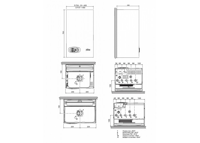 Настенный газовый двухконтурный котел отопления Ferroli DIVATECH D C 32