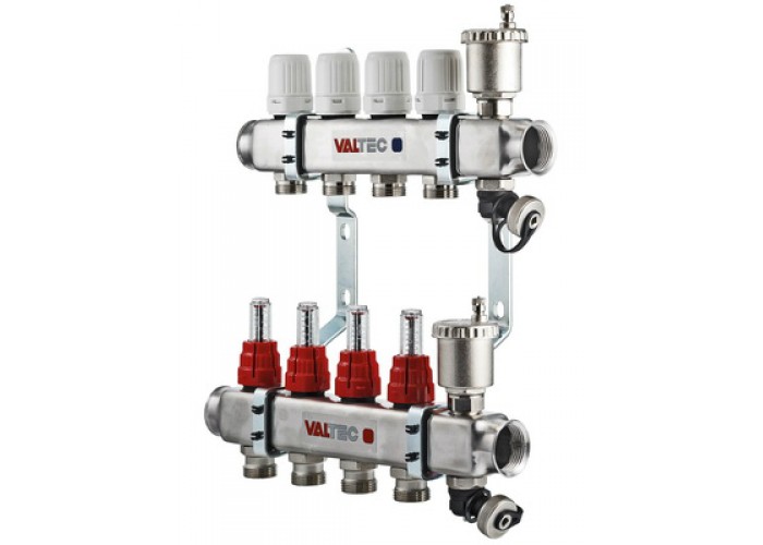 Коллекторная группа VALTEC НЕРЖ со встр. расх. в сборе, 1х11 вых. Евроконус 3/4 VTc.586.EMNX.0611