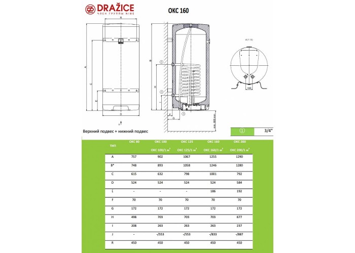 Комбинированный бойлер Drazice OKC 160
